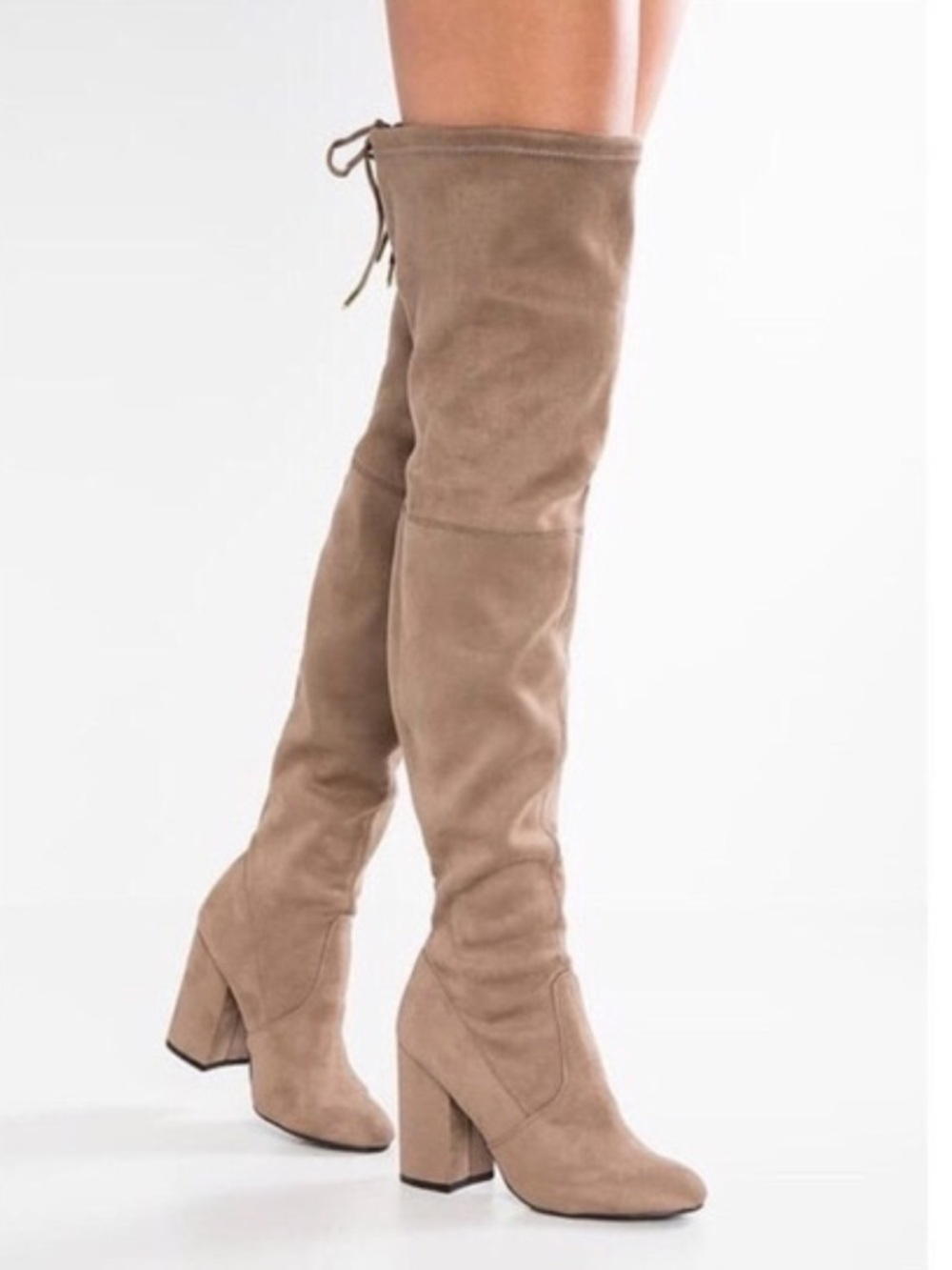 Steve Madden Norri Over-the-Knee Block Heel Boots in Taupe